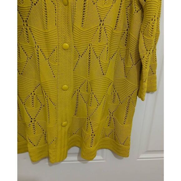 Joan rivers womens 3xl cotton open knit lime green cardigan summer spring fall - Picture 2 of 5